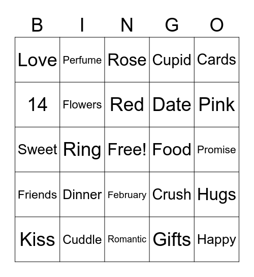 Valentine's Day Bingo Card