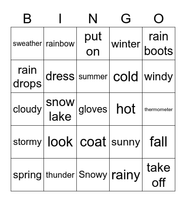 WEATHER BINGO Card