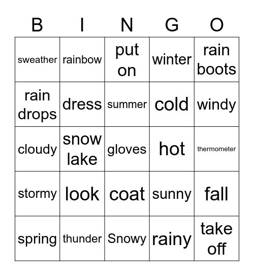 WEATHER BINGO Card
