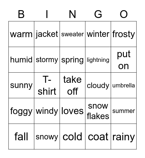 weather Bingo Card