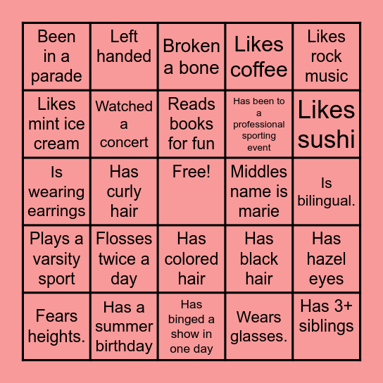 Find someone who Bingo Card