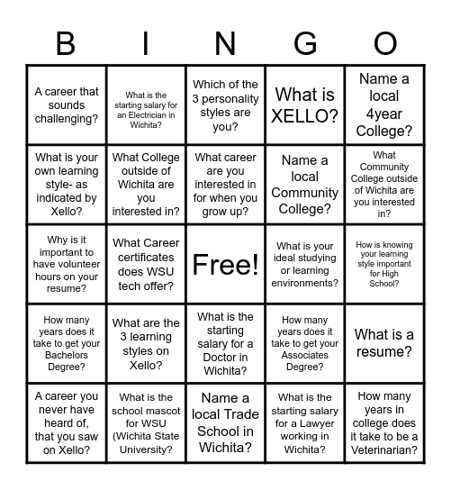 XELLO BINGO Card