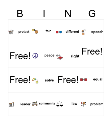 February Vocabulary Bingo Card