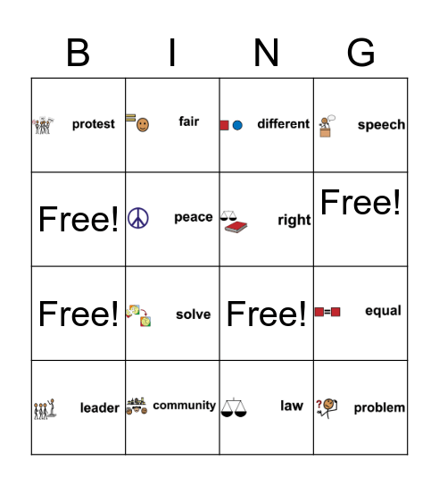 February Vocabulary Bingo Card