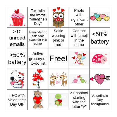 Valentine's Day Bingo Card