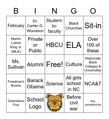 HBCU Bingo Card