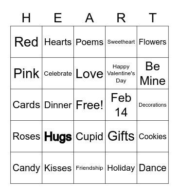 Happy Valentine's Day Bingo Card