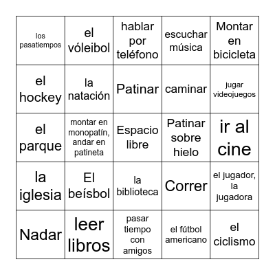 Deportes y Pasatiempos Bingo Card