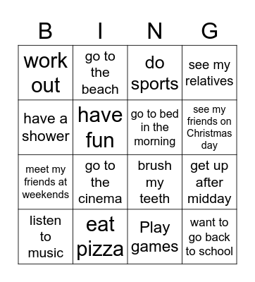 getting back to class Bingo Card