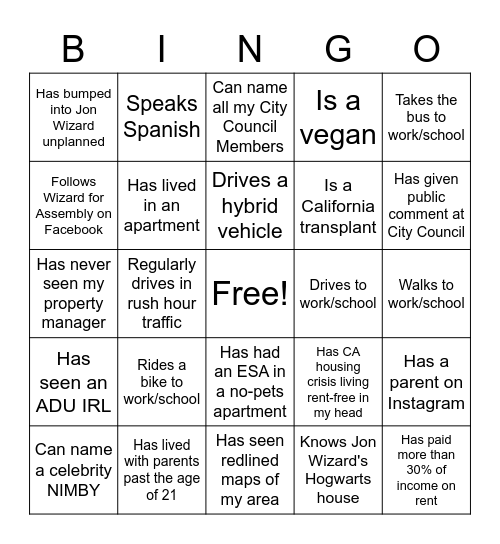 WIZARD FOR ASSEMBLY 2022 Bingo Card