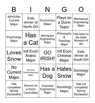 ND Networking Bingo Card