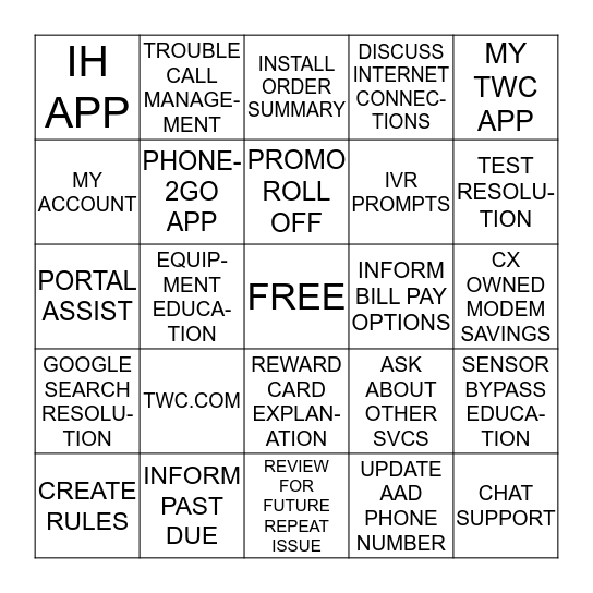 PFV BINGO ! Bingo Card