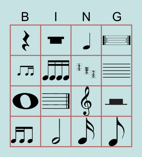 Music notes and notation symbols Bingo Card