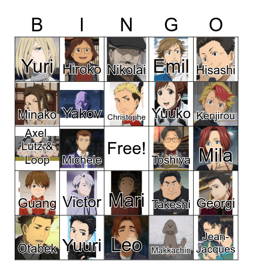 Yuri!!! On Ice Bingo Card