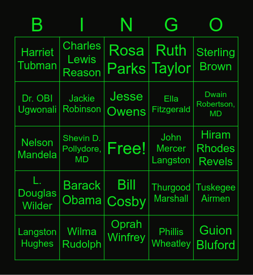 Who Am I?  Black History Month Bingo Card