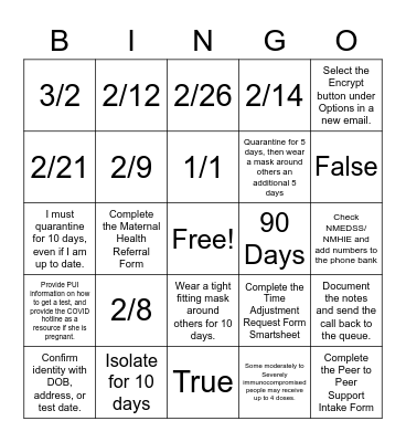 KC Bingo Card