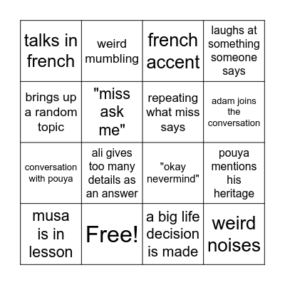 the friday physics lesson Bingo Card