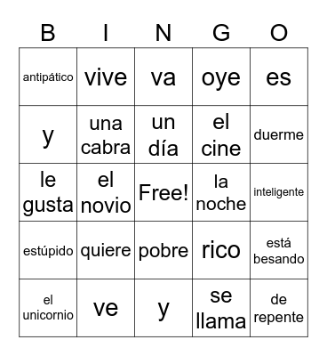 Spanish 10 - La Aventura de Camping Bingo Card