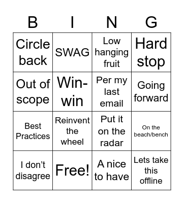 Consulting Terms Bingo Card