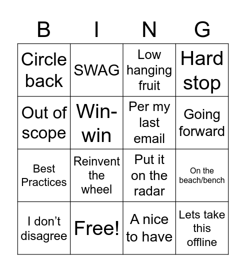 Consulting Terms Bingo Card