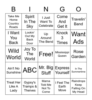 CJ's 70's Party #1 Bingo Card