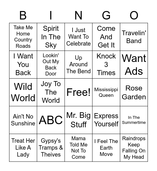 CJ's 70's Party #1 Bingo Card