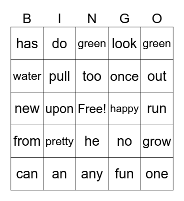 HEART WORD BINGO! Bingo Card