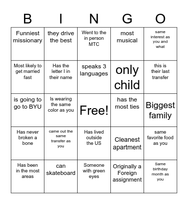 BINGO Card