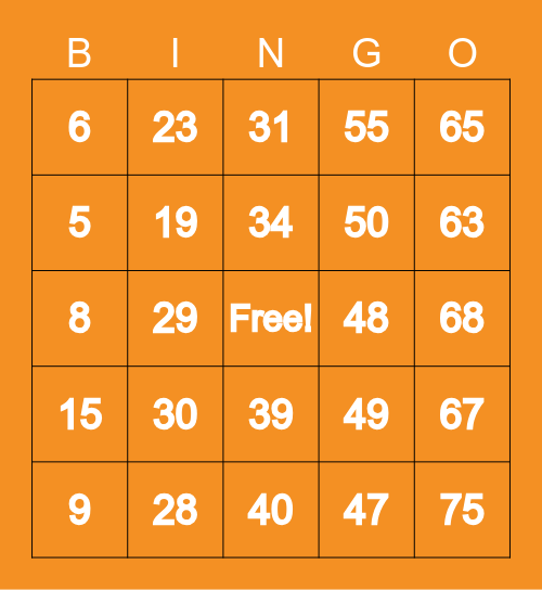 Number Bingo 1 75 Bingo Card