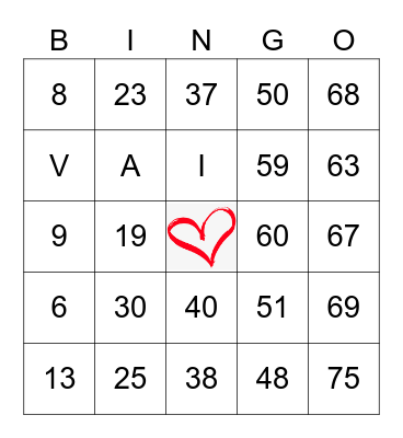Valentine's Bingo Card