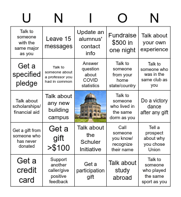 Weekly game Bingo Card