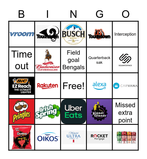 Superbowl Bingo Card