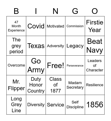 Flipper Dinner Bingo Card