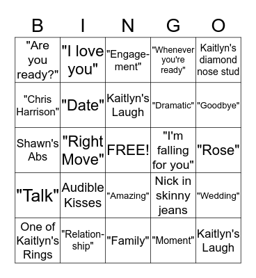 Bachelorette Grand Finale! Bingo Card