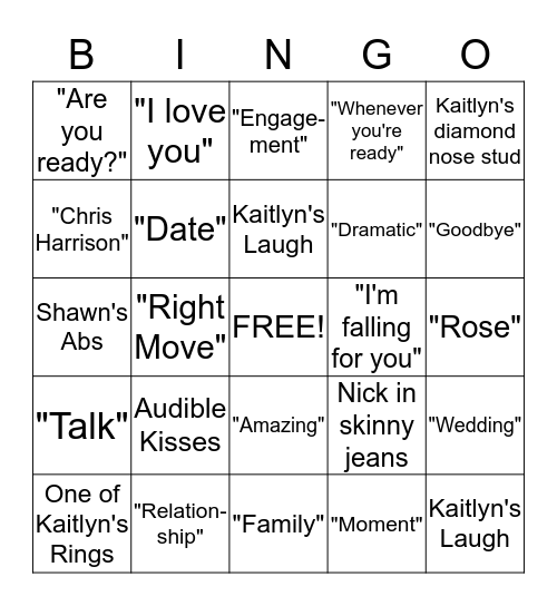 Bachelorette Grand Finale! Bingo Card