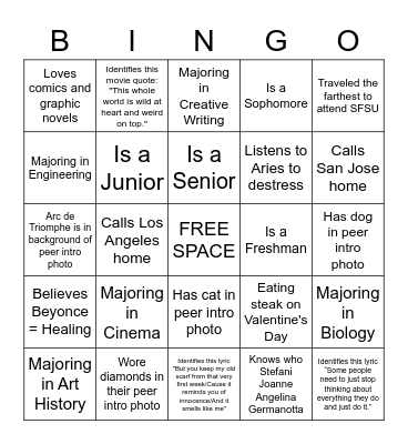 CW Bingo Card