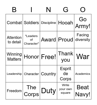 Nininger Dinner Bingo Card