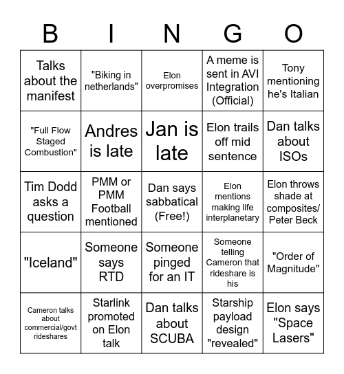 EOY Drinking Bingo Card