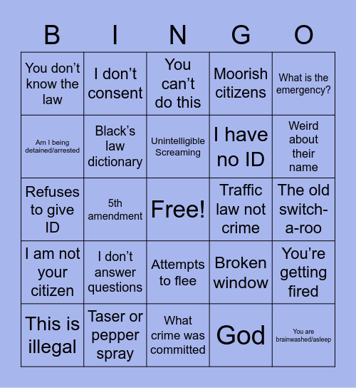 Bingo Bango Boingo *taser sound* Bingo Card