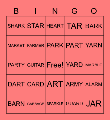 AR BINGO Card