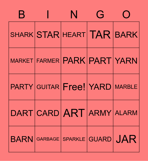 AR BINGO Card