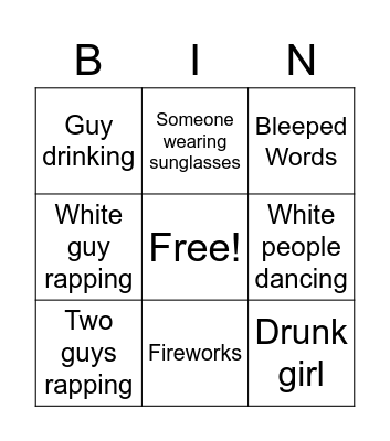 Gangta Bowl Bingo Card