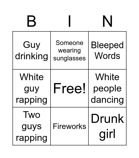 Gangta Bowl Bingo Card