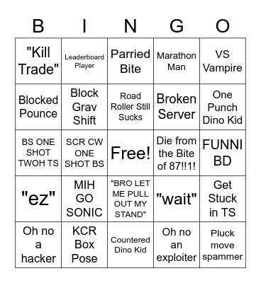 [YBA] Scary Monster + Hamon Bingo Card