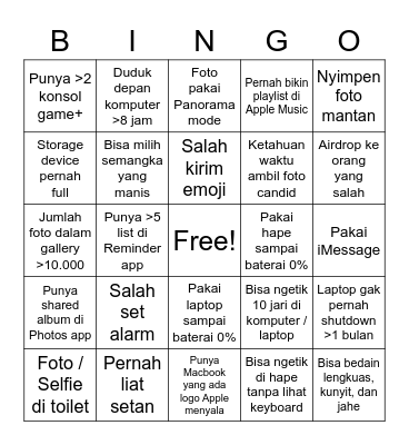 Apple Developer Academy @UC Bingo Card