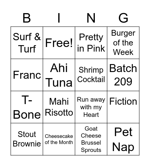Valentine's Weekend Bingo Card