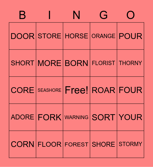 OR BINGO Card