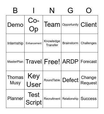 UE Bingo Card