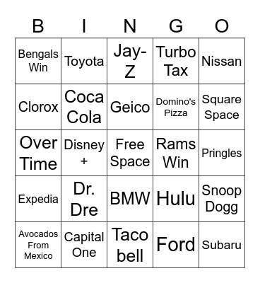 UW Big Game Bingo Card