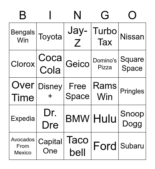 UW Big Game Bingo Card